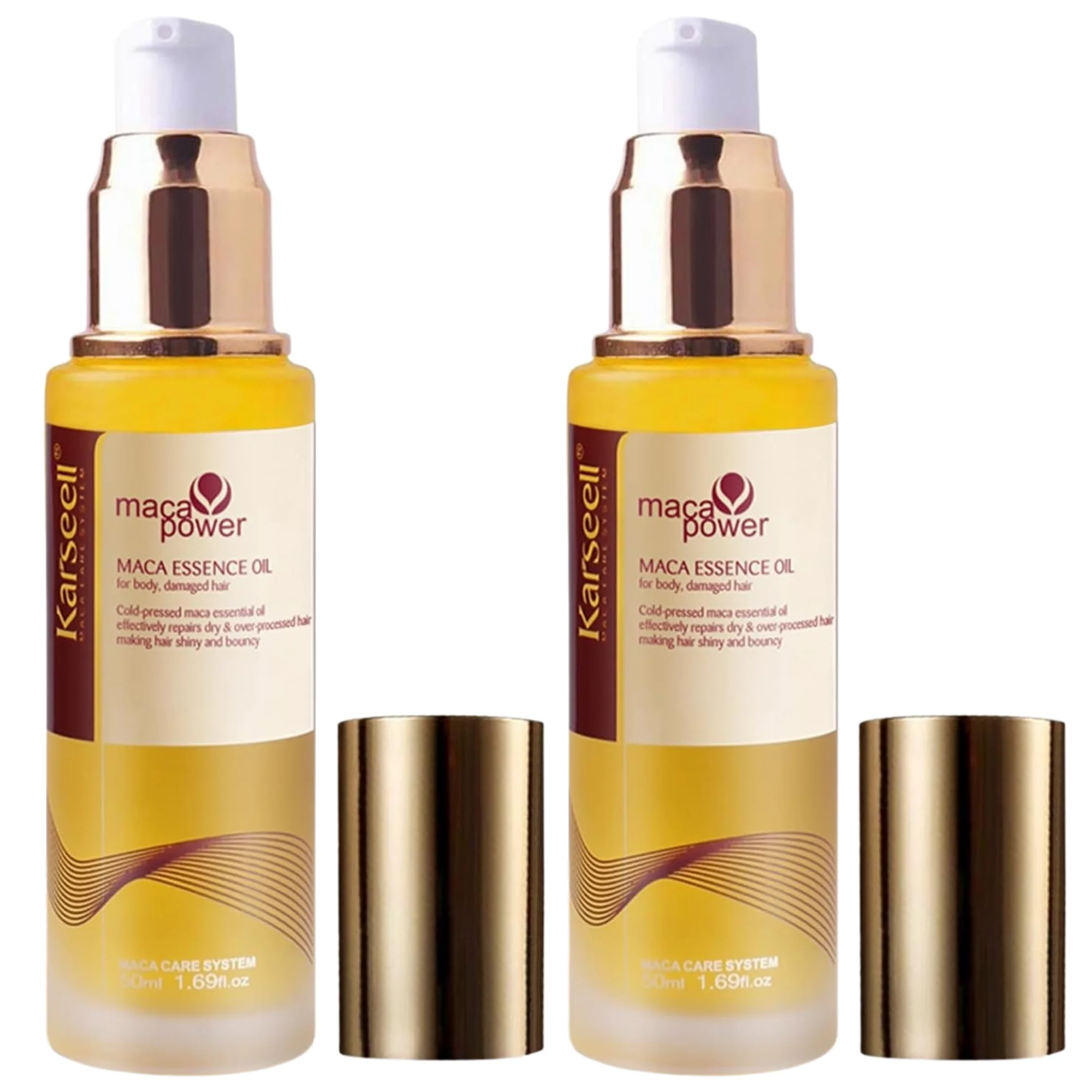 KARSELL Confezione da 2 - Siero per capelli all'olio di Argan marocchino Olio per capelli Idratazione Riparazione profonda Olio di collagene Capelli secchi e danneggiati - 2 x 50 ml.