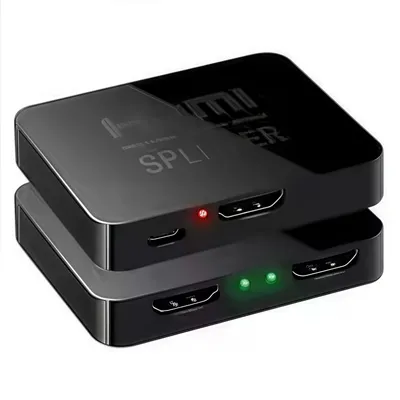 1x2 4K HDMI Splitter – 1 Eingang 2 Ausgang Videoverteiler für Dual-Monitor, PC, Projektor, Laptop, 4K@60Hz HD-Verstärker-Schaltkasten