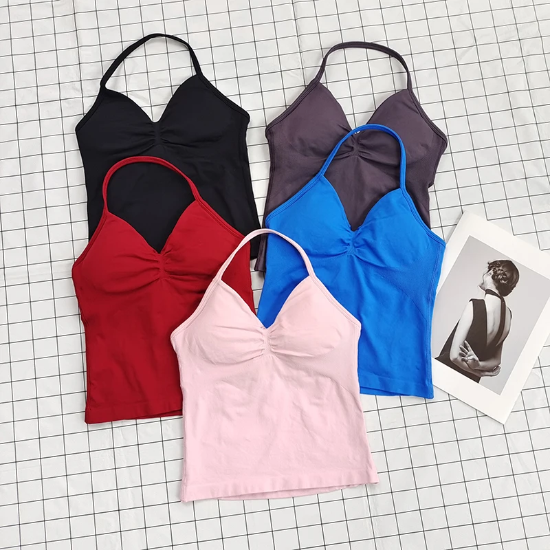 Sexy Sport-BH für Damen – offenes Rückendesign, atmungsaktiver, dehnbarer Stoff für Yoga – elegante, einfarbige Ganzjahres-Sportbekleidung Image