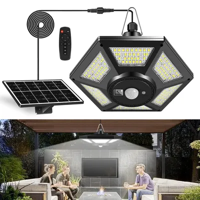 Solar Anhänger Lichter Outdoor Indoor mit Fernbedienung 180LED Solar Schuppen Licht Motion Sensor 5 Beleuchtung Modi für Garage Terrasse Scheune
