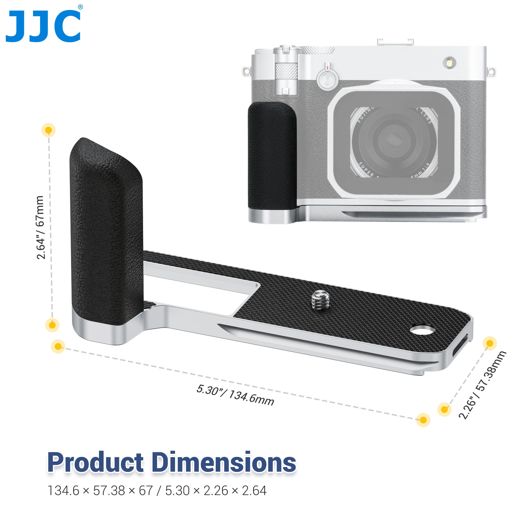 JJC Metall-Handgriff für Fujifilm GFX100RF Kamera, L-förmiger Kamerahalterung, rutschfester Handgriff mit 1/4 Zoll-20 Gewinde für Stativ Image