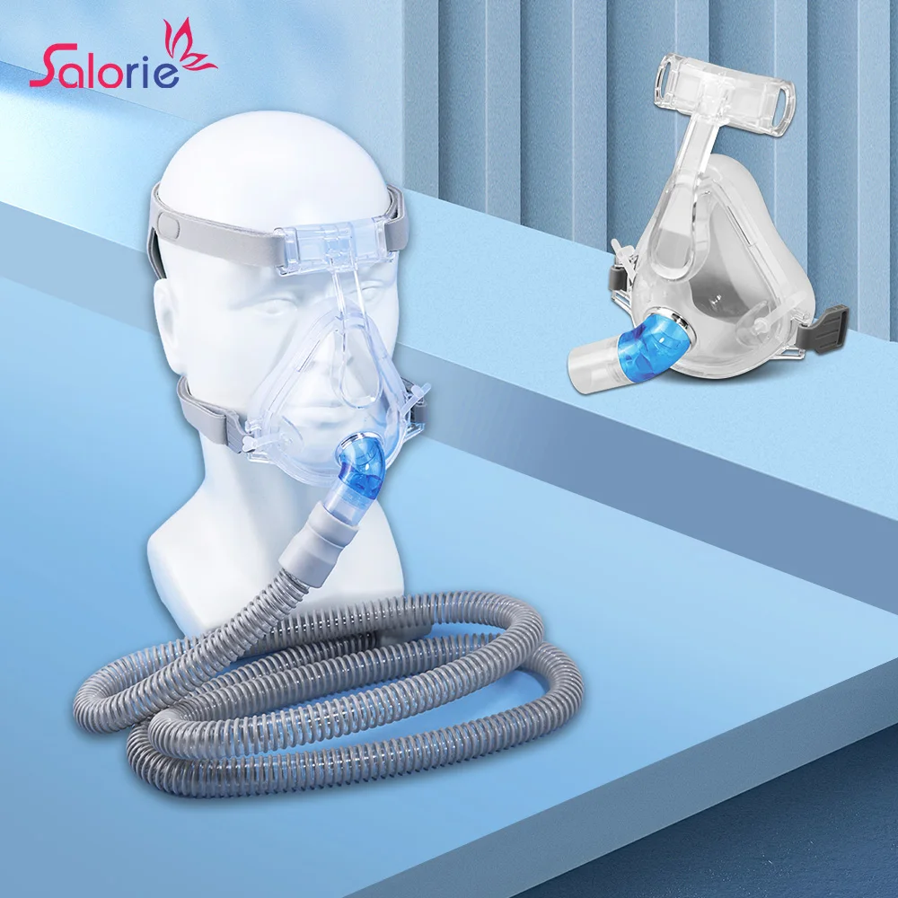 Wiederverwendbare Vollgesichts-CPAP-Maske, automatisches CPAP-BiPAP-Zubehör mit Kopfbedeckung, Kopfband, Verwendung für Schlafapnoe und Schnarchstopper-Lösung Image