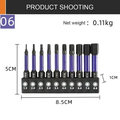 Upgraded 10-Piece Hex Wrench Drill Set, 1/4" Quick Release Shank, Magnetic Bits, Holder Included, Ideal for Home Repairs