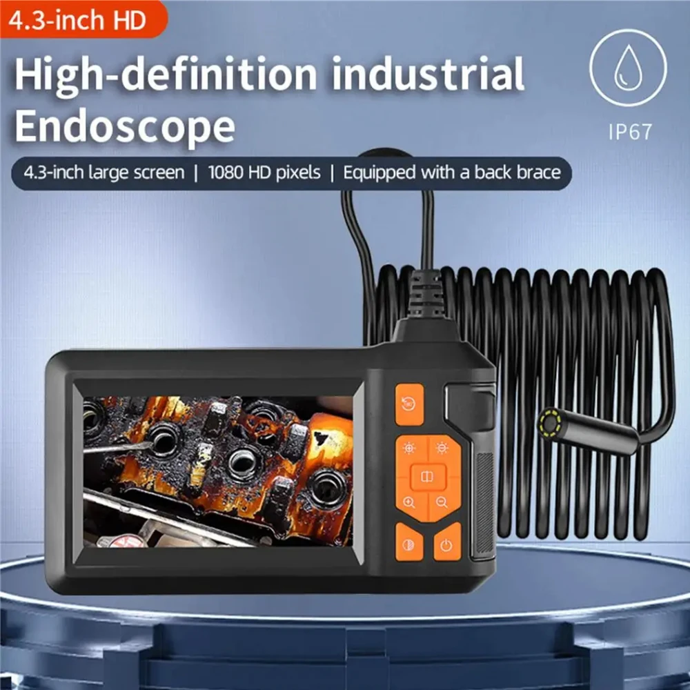 Industrielle Endoskopkamera, 4,3-Zoll-IPS-Bildschirm, HD1080P, starres Kabel, Rohr, Kanalinspektion, Endoskop, IP67, wasserdicht, 2000 mAh Image