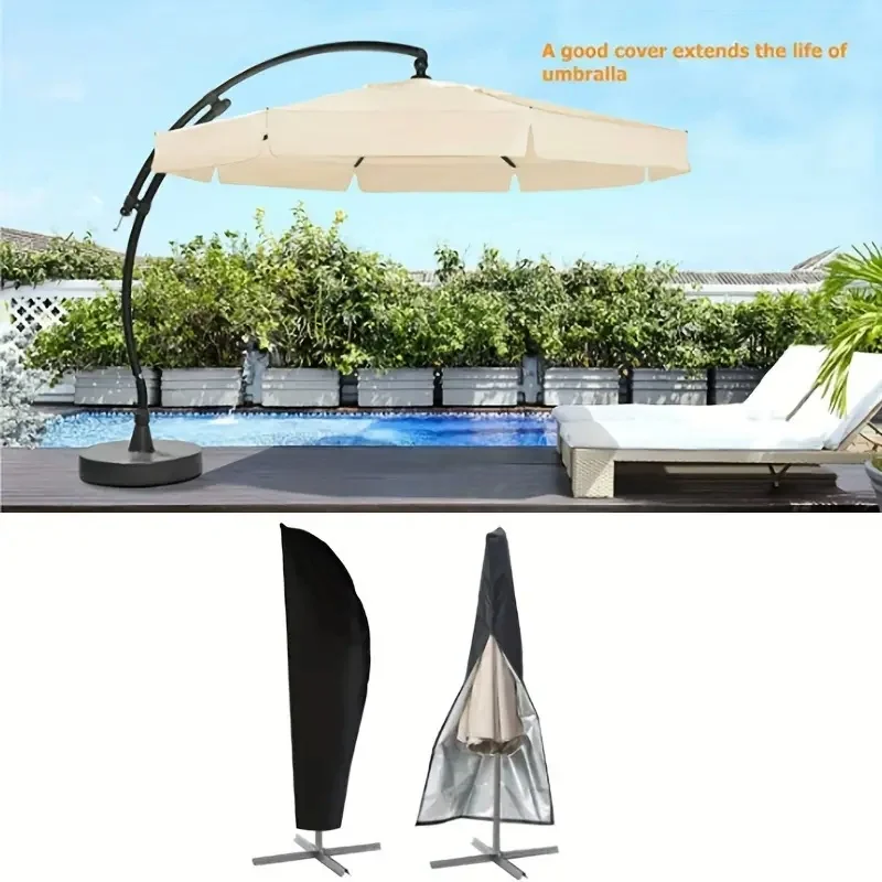 1 Stück Terrassenschirm-Sonnenschirm-Abdeckung – Outdoor-Schirm-Abdeckung im versetzten Bananen-Stil – passend für freitragenden, versetzten Regenschirm Image