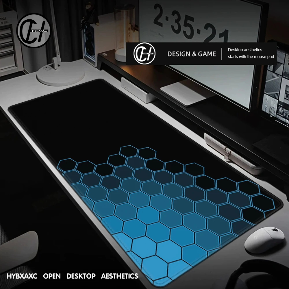 Sechseckiges geometrisches Mauspad, Schreibtisch-Mauspad, niedliches HD-Schreibtischunterlage, erweiterte Gaming-Tastaturmatten, großes XXL-Gamer-Mauspad, 100 x 50 cm Image