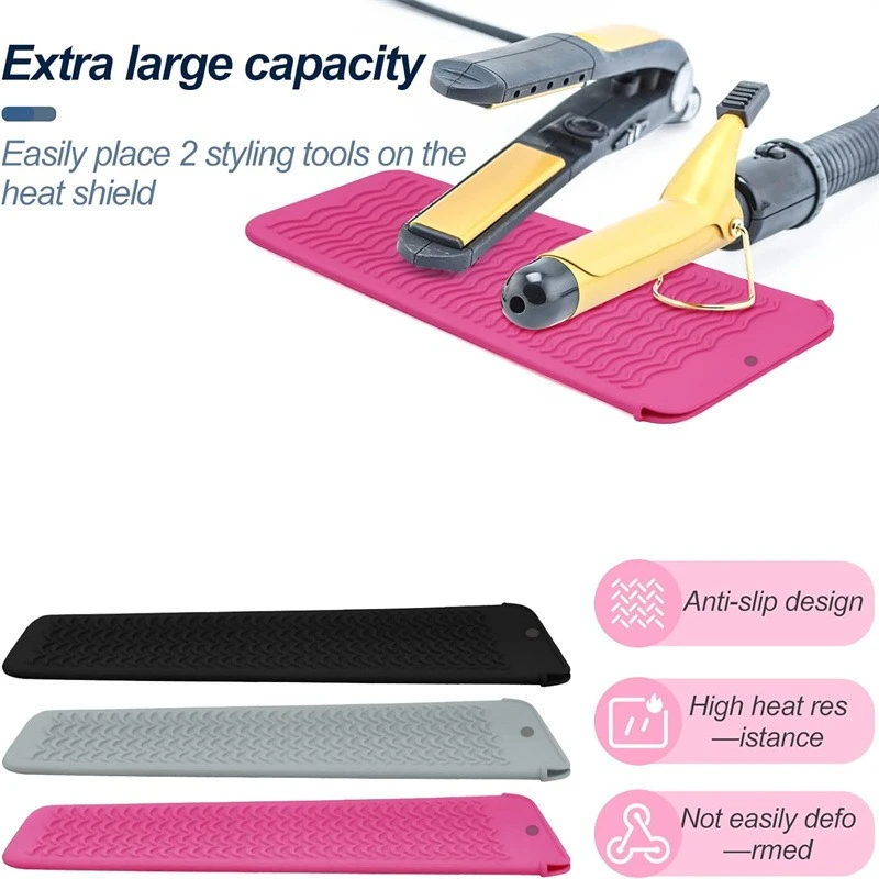 Multifunktionale Lockenstab-Schutzhülle, Wärmedämmung, rutschfeste Matte für Haarstyling-Werkzeuge, Silikon-Aufbewahrungstasche ﻿ Image