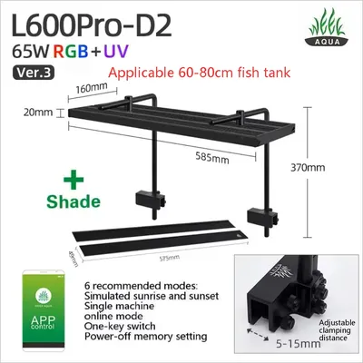 Aquarium LED Light NEW Ver.3 WEEK AQUA L600Pro-K L600Pro-D2 RGB+UV Freshwater Planted Growing Fish Tank Lamp With APP Control