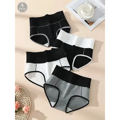4Pcs Women Cotton Panties High Waist Body Shaper Underwear Breathable Panty Ladies Briefs Plus Size Underwear Female Lingerie