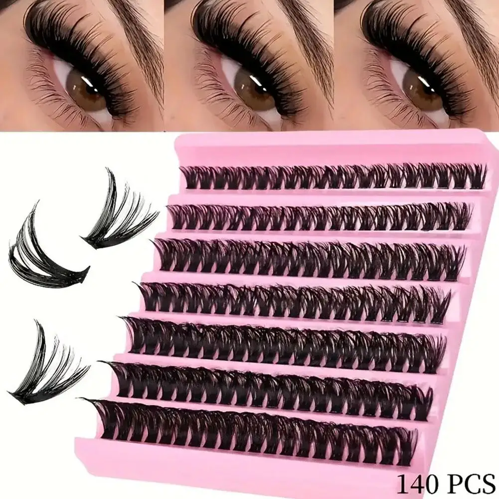 DIY flauschige Wimperncluster, einzelne Cluster, segmentiert, dick gelockt, einzelne Wimpern, Wimpernverlängerung, Augenschönheits-Make-up Image