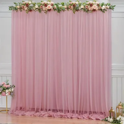 2PCS White Chiffon Backdrop Curtains, Sheer Fabric Backdrop Drapes Drapes for Bridal Shower Wedding Arch Party Decoration