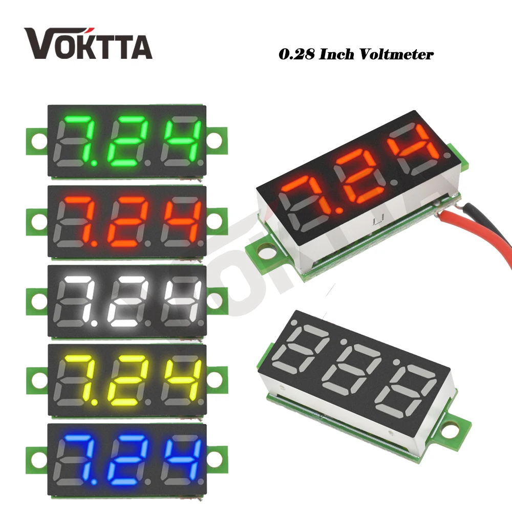 0,28 Zoll DC LED Digital Voltmeter 3,7-30 V Spannungsmesser Auto Auto Mobile Power Spannungsprüfer Detektor 12 V Rot Grün Blau Gelb