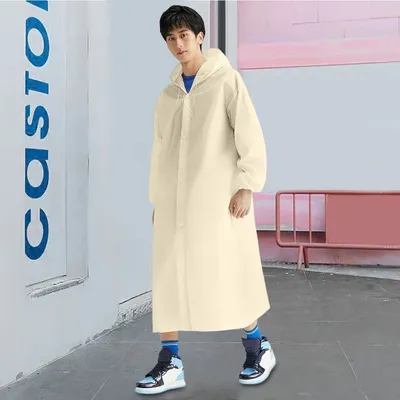 Adult Long Raincoat Reusable Waterproof Rain Coat Windproof Long Hooded Rain Coats Drawstring for Men Women Adults