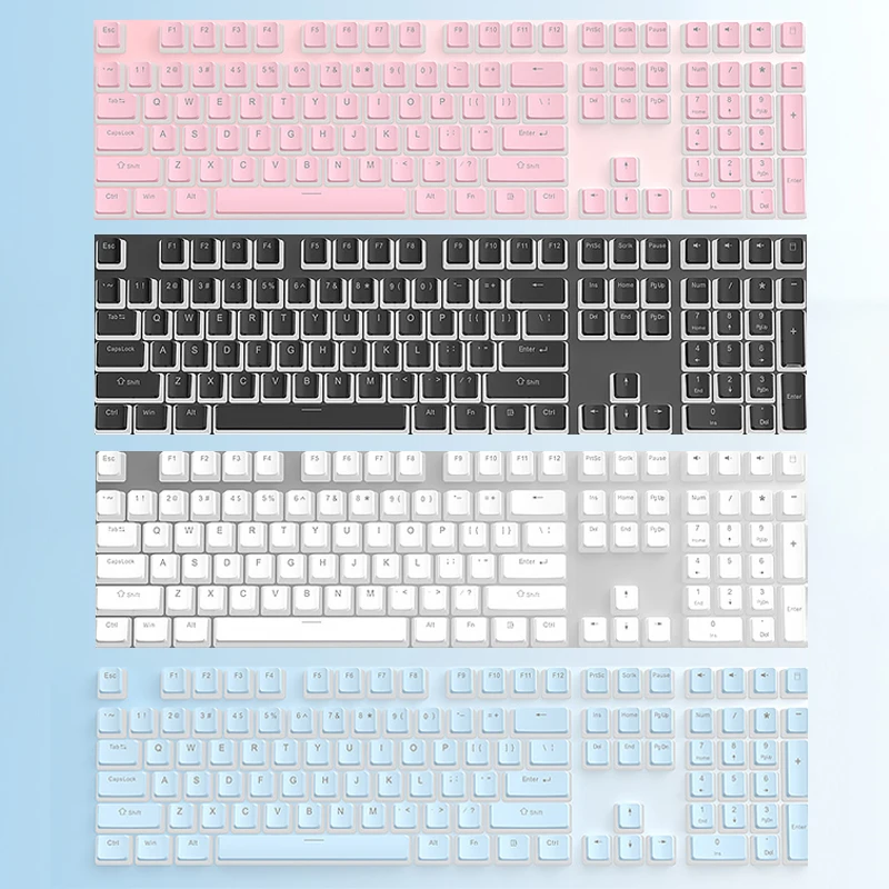 Auf Lager Mini-Komplettset mechanische Tastatur Double Skin Milk Pudding 130 Tastenkappen 61/68/84/87/98 für Computer- und Bürogebrauch Image