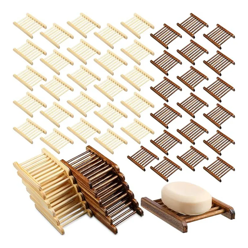 10/20/50 Stück Home Bambus Holz Seifenhalter Badezimmer Holz Seifenschale Hand Handwerk Badewanne Duschschale Zubehör