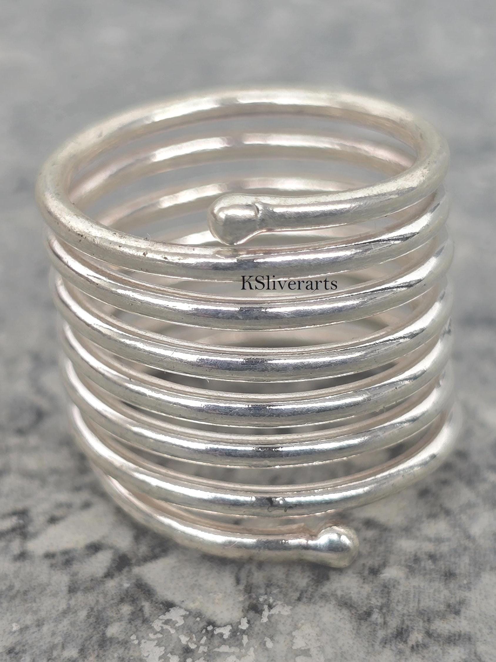 Anello a spirale in argento sterling, anello a spirale, anello a spirale, anello a stecca per il pollice, anello a stecca per il dito a scatto, anello
