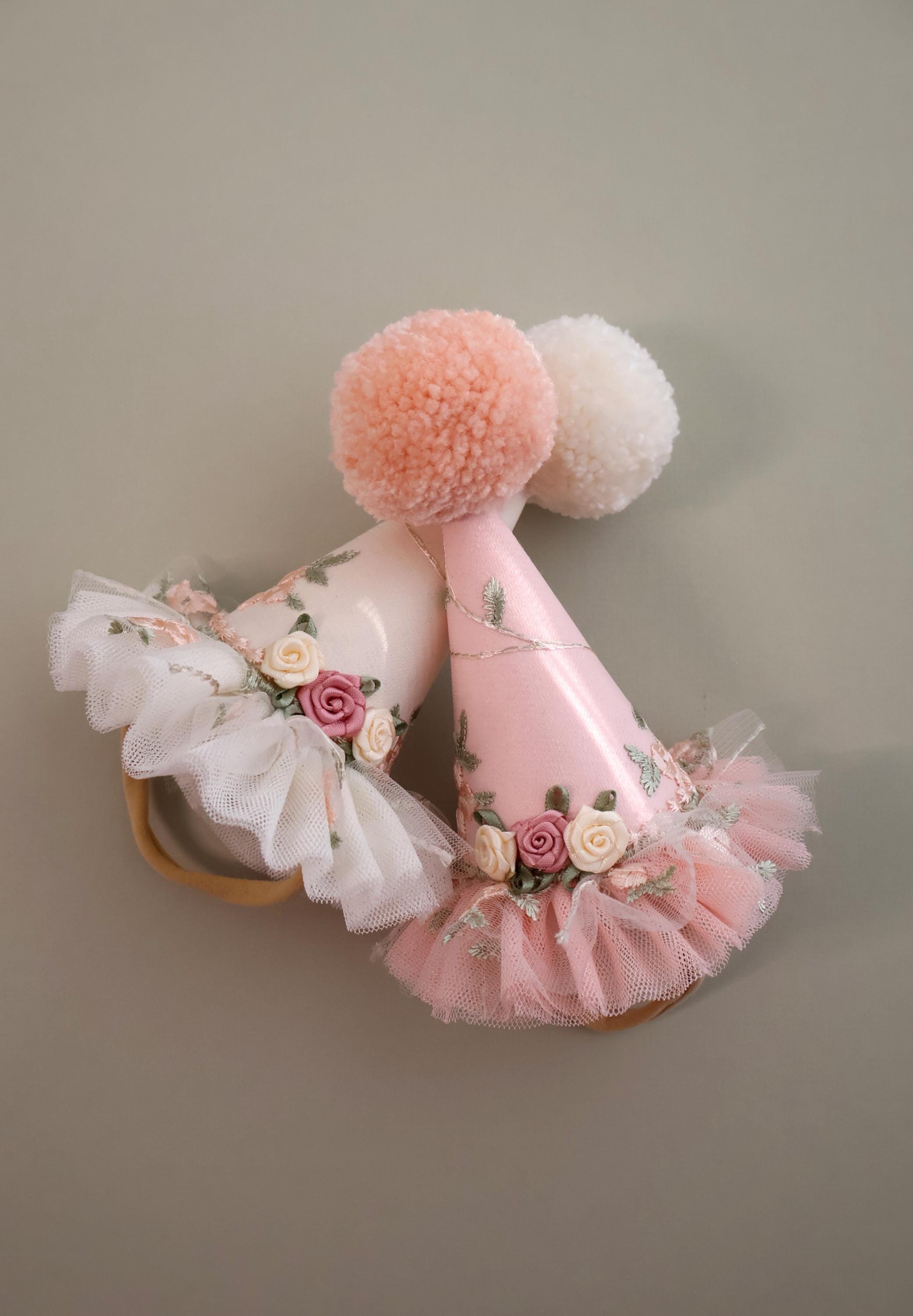 Cappello da festa, Cappello da festa con fiori, Cappello da festa con ricamo, Mini cappello da festa, Cappello da compleanno, Cappello da primo comple
