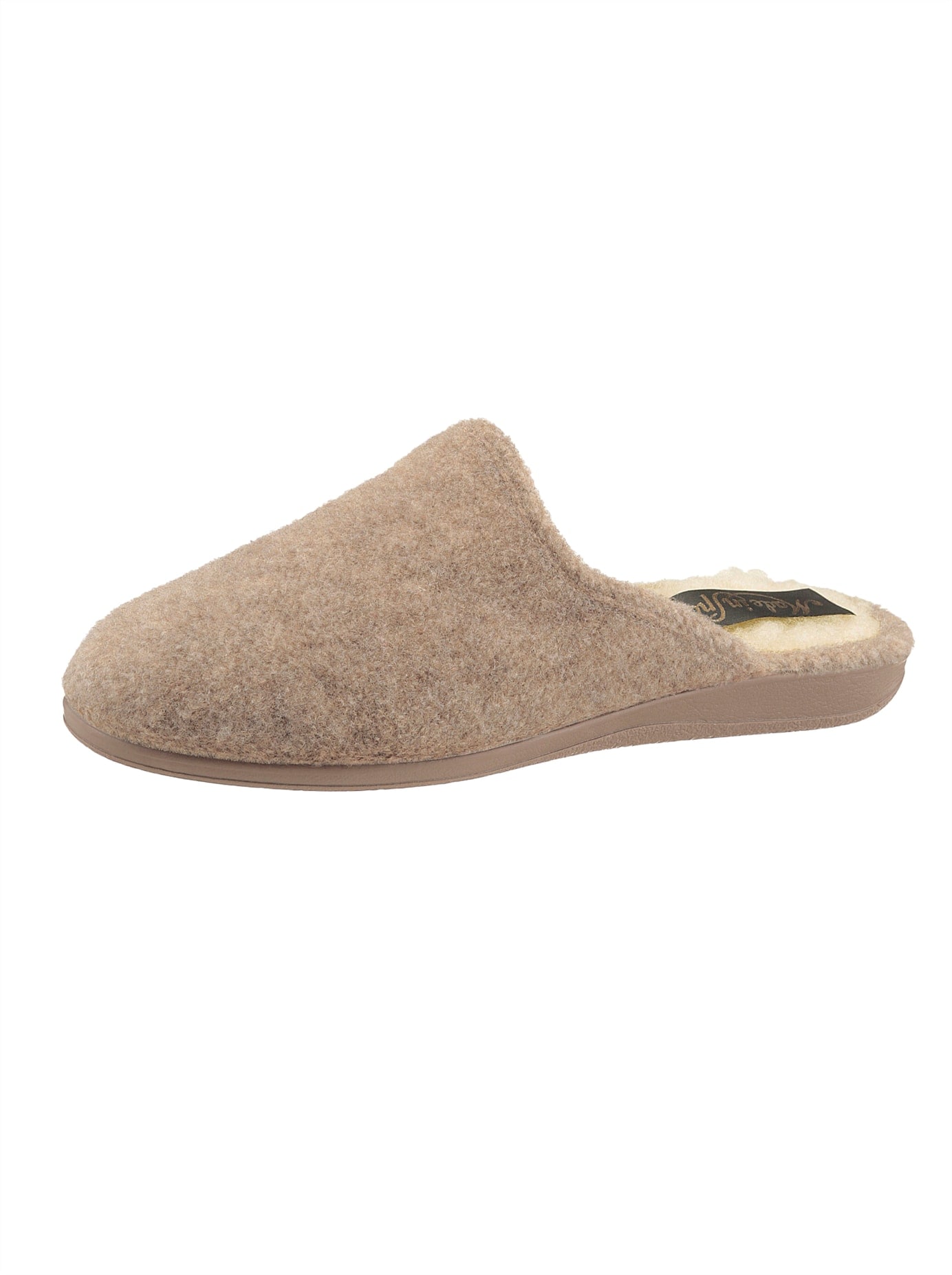 Pantoffel CLASSIC, Damen, Gr. 38, grau (grau, beige), Textil, Schuhe Hausschuh Pantoffeln