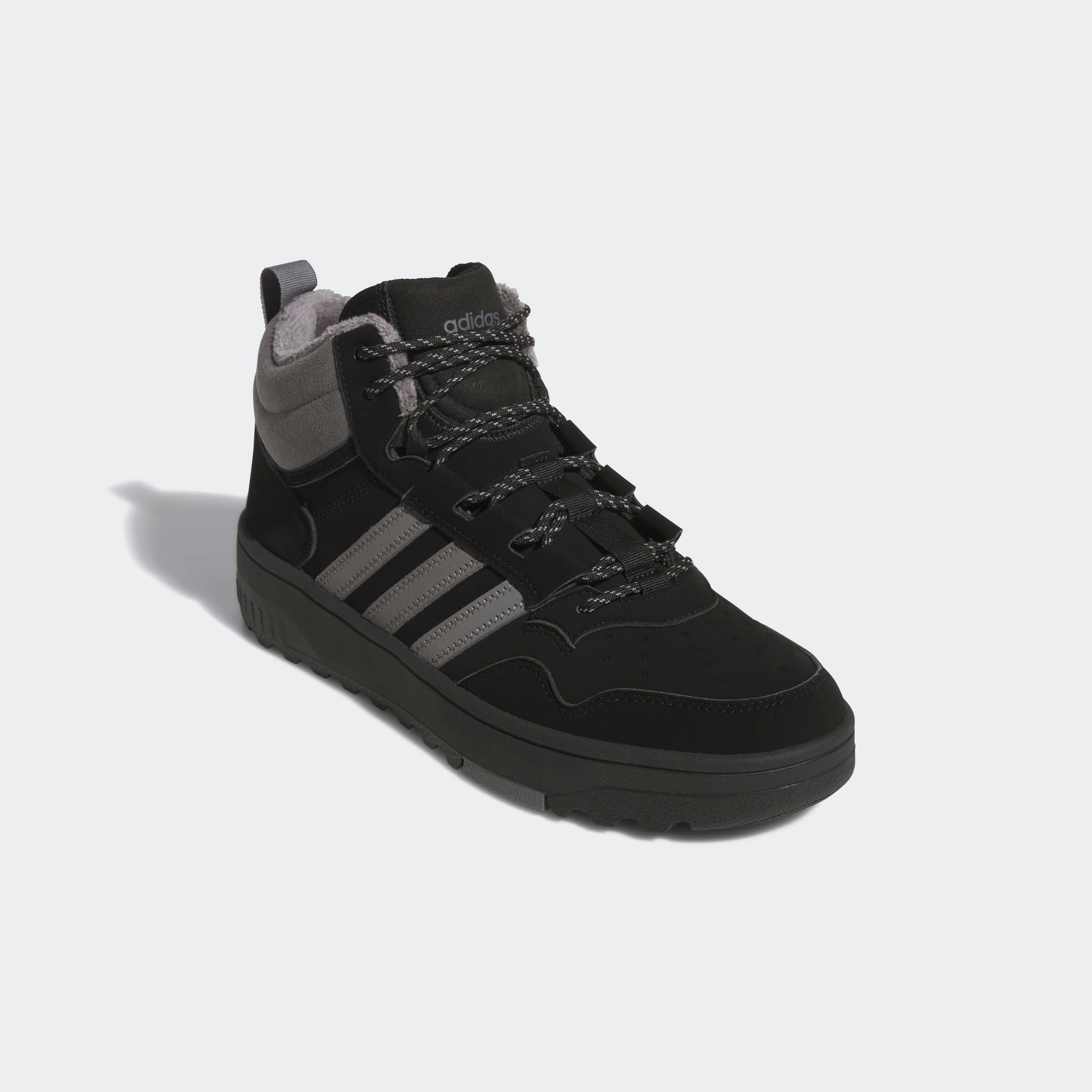 Winterboots ADIDAS SPORTSWEAR "HOOPS 4.0 MID", Damen, Gr. 43, schwarz (core schwarz, grau four, core schwarz), Synthetik, Schuhe, Winterschuhe, Winterstiefel, Snowboots