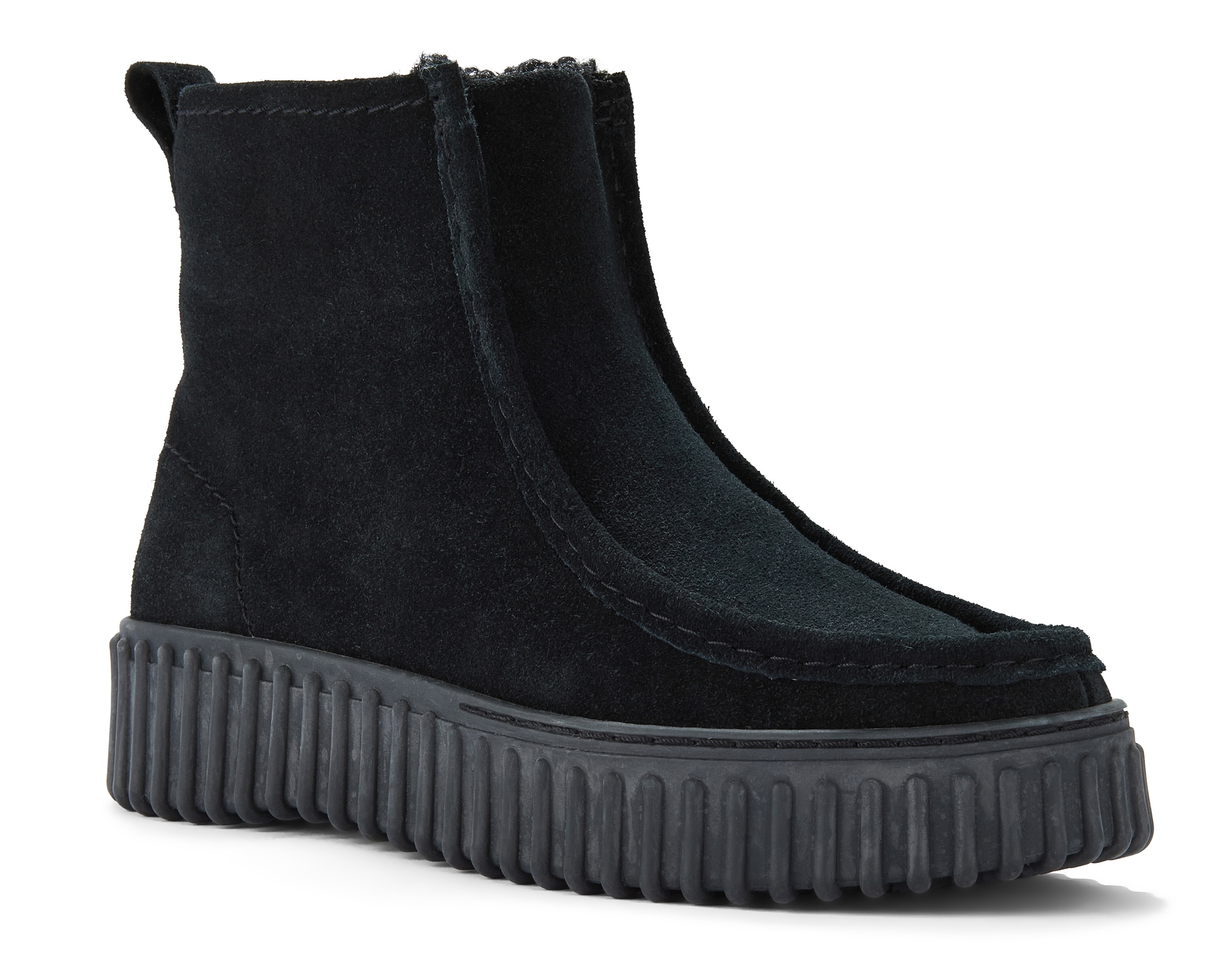 Winterboots CLARKS "Torhill Cozy", Damen, Gr. 37,5, schwarz, Veloursleder, Schuhe Winterboots, Plateauboots mit modischer Ziernaht