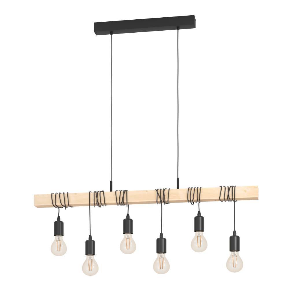 EGLO Hängeleuchte "TOWNSHEND", braun (schwarz, holzfarben), 6, Ø 0 H: 110cm, 1 Stk., Leuchten, Wohnzimmer, Esszimmer, 6-flammig, 110x10,5x100cm Image