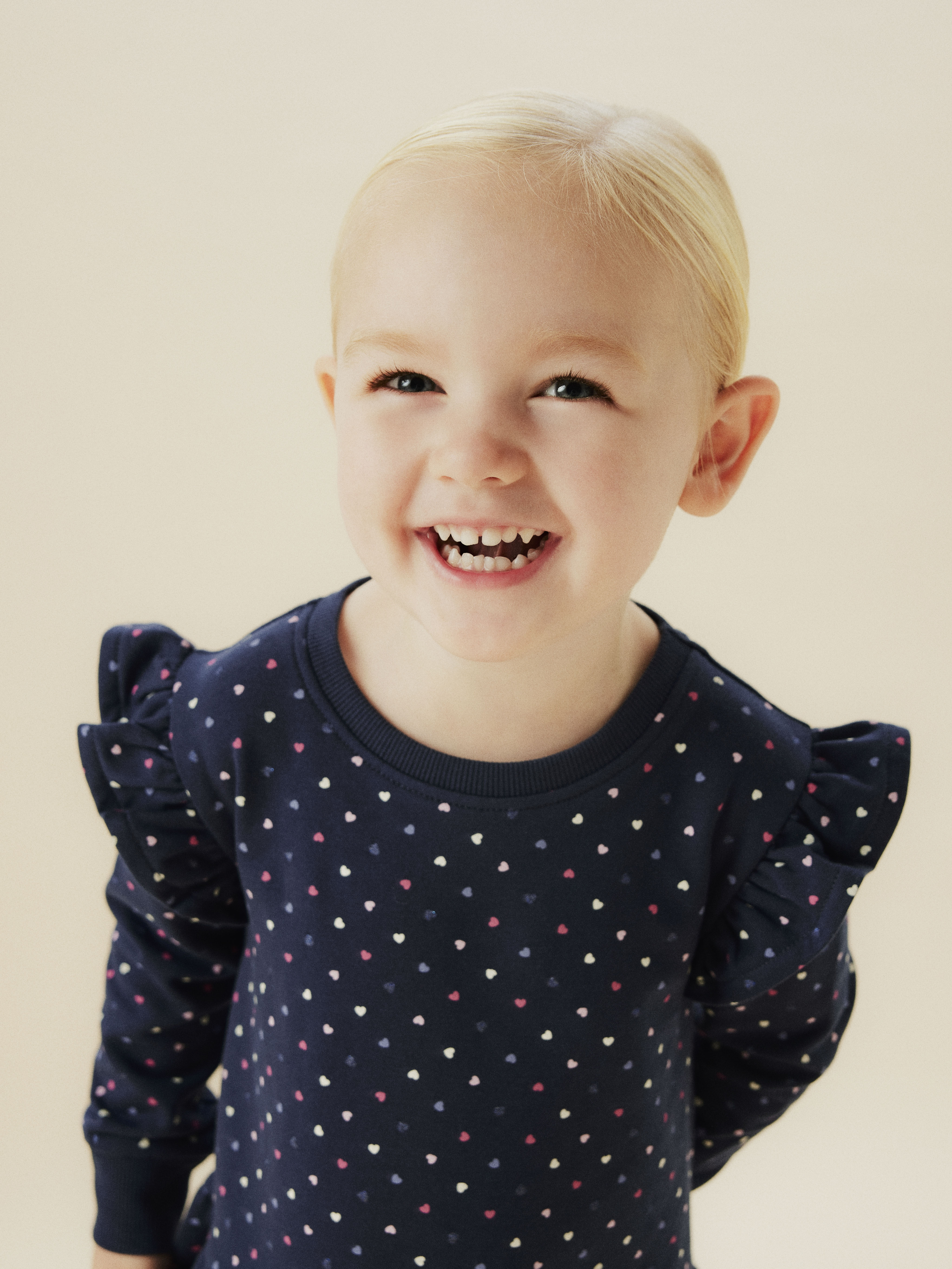 Minikleid NAME IT "NMFOEANA LS SWE DRESS BRU PB", Mädchen, Gr. 116, N-Gr, blau (mood indigo), Jersey, Obermaterial: 95% Baumwolle, 5% Elasthan, bedruckt, regular fit ca. Mitte Oberschenkel, Rundhals, Kleider Image