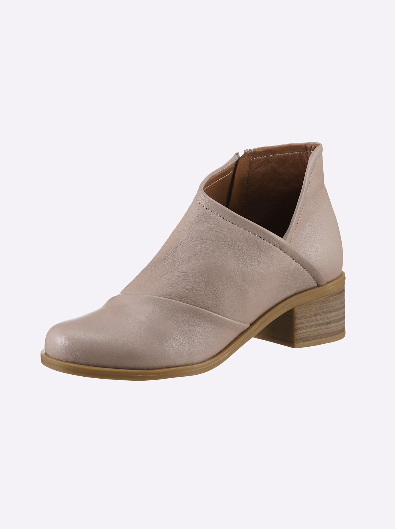 Stiefelette HEINE, Damen, Gr. 39, grau (taupe), Glattleder, Leder, Rindsleder, Schuhe Stiefelette