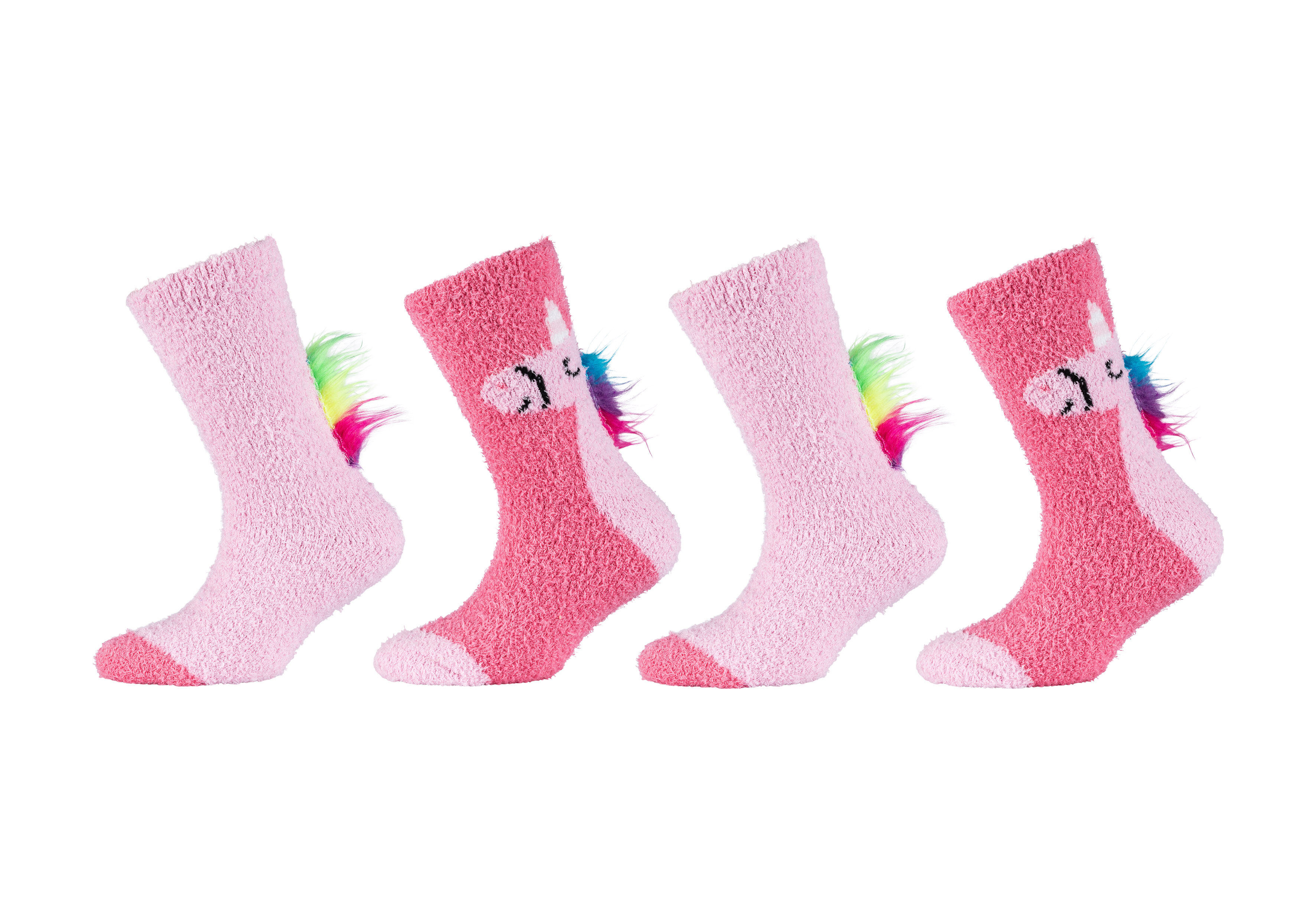 Socken CAMANO "COSY FANCY APPLICATION SOCKS", Kinder, Gr. 27 (30), rosa (shocking pink), Elasthan, Polyester, unifarben, Socken, mit elastischem Bund Image