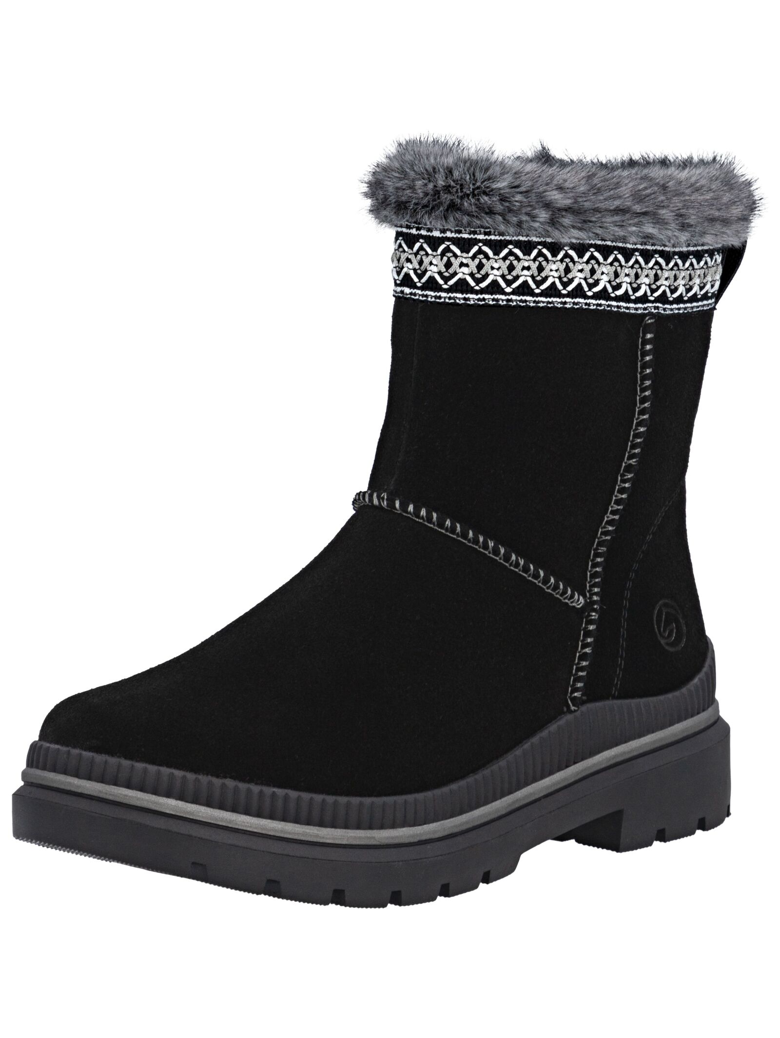 Stiefelette REMONTE "Remonte Stiefelette Veloursleder", Damen, Gr. 41, schwarz, grau, Veloursleder, Schuhe Stiefelette