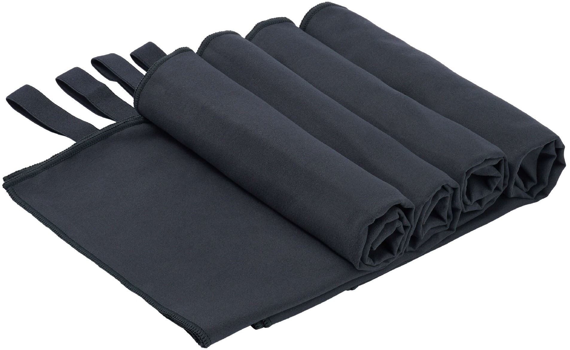 Handtücher OTTO HOME "Leoa, Serie, ideal als Sporthandtuch, Reisehandtuch, Strandtuch", anthrazit, B:100cm L:50cm, Microfaser, Mikrofaser, Handtücher, sehr leicht, kompakt, schnelltrocknend, Mikrofaser mit Kontrastnaht Image