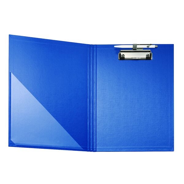 Falken Klemmbrettmappe mit Stiftehalter DIN A4 Karton mit Folienüberzug einfarbig blau, 24x33 cm Image