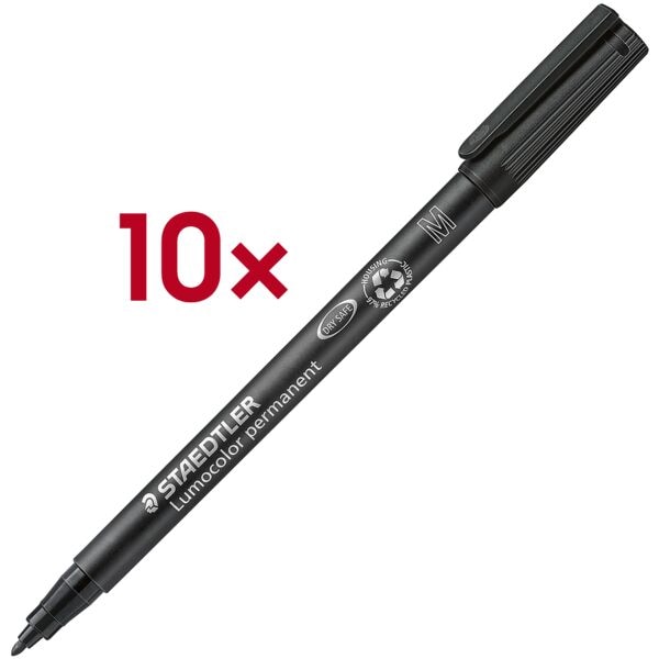Staedtler Universalstift Permanent-marker »Lumocolor 317 permanent M« 1,0 mm (M) 10 Stück schwarz Image