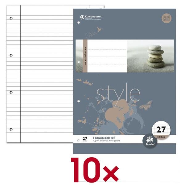Staufen 10x Briefblöcke »Style gelocht« liniert A4 50 Blatt grau Image