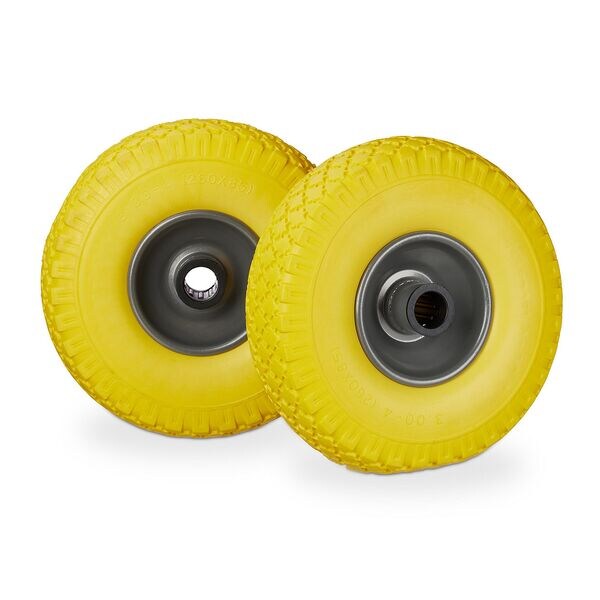 relaxdays 2er-Set Sackkarrenrad Vollgummi mit Stahlfelge gelb Image