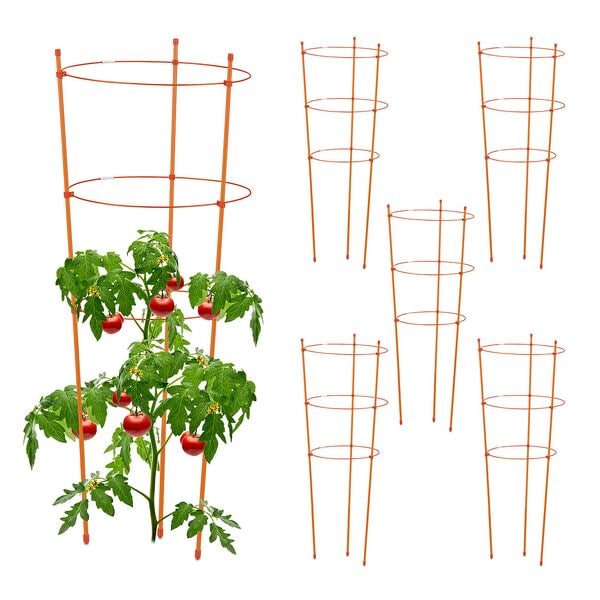 relaxdays 6er-Set Rankhilfe 76 cm orange Image