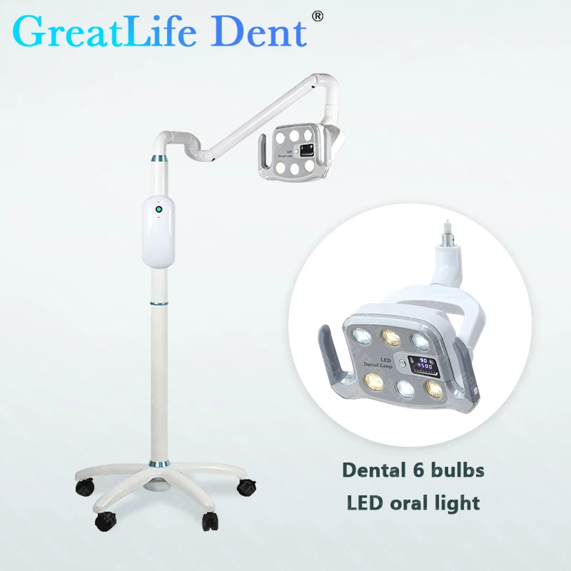 GreatLife Dent 9 W 6 LEDs vertikale bodenstehende mobile 360 verstellbare medizinische Untersuchung schattenlose zahnärztliche LED-Operationslichtlampe Image
