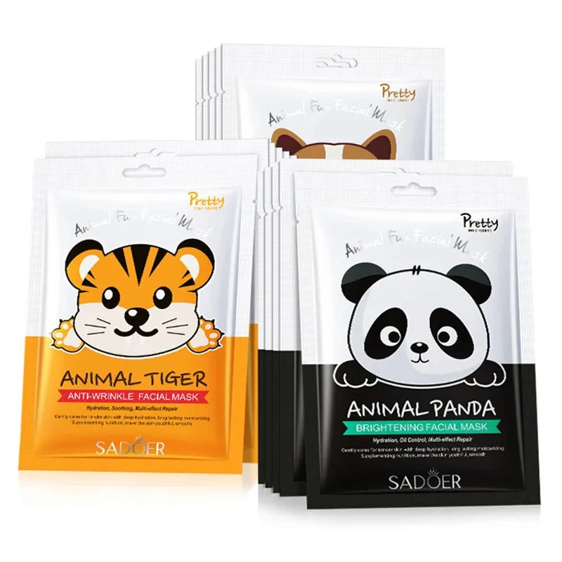 5 pièces SADOER dessin animé hydratant masque Facial soin du visage éclaircissant raffermissant hydratant masques pour le visage visage feuille masque soins de la peau
