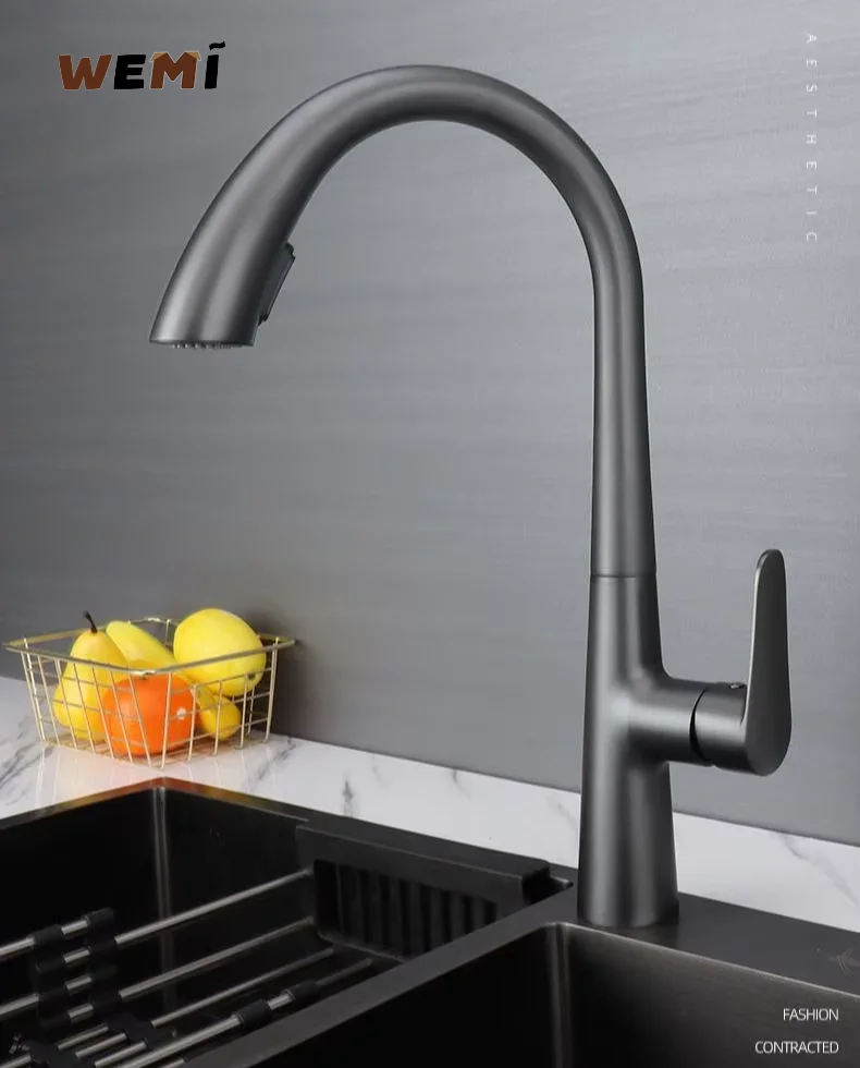 Robinet de cuisine, robinet caché télescopique universel extractible froid et chaud, accessoires de cuisine, robinet de cuisine en acier inoxydable
