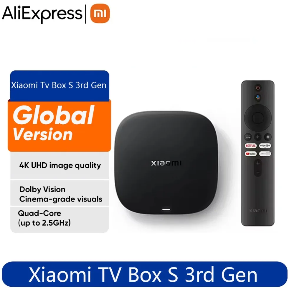 Versione globale Xiaomi TV Box S 3a generazione 4K Ultra HD 2G 32G WiFi BT5.2 Google TV Cast Netflix Smart TV Box Lettore multimediale