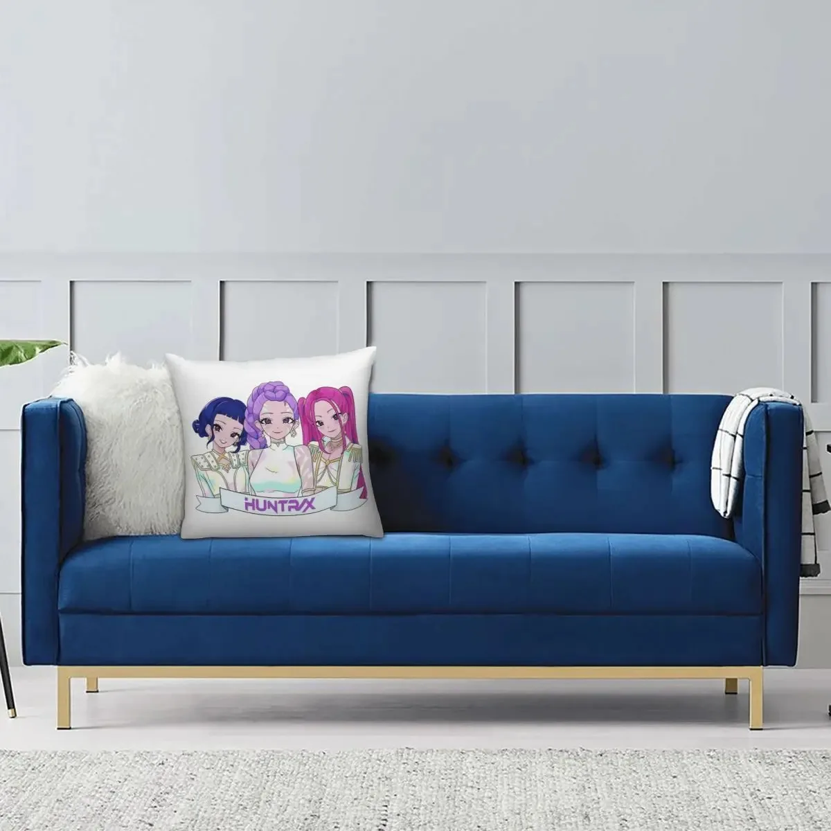 KPop Demon Hunters Huntrix Dekorativer bedruckter Kissenbezug, Cartoon-Sofa, dekorativ, für Zuhause, bedruckt, niedlicher Kissenbezug Image