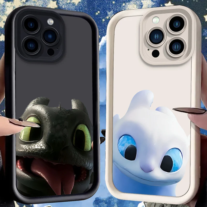 T-Toothless Case for iPhone 16 E 15 14 13 12 Mini 11 Pro Max XS X 8 7 Plus SE Liquid Soft Silicone Washable Shockproof Cover