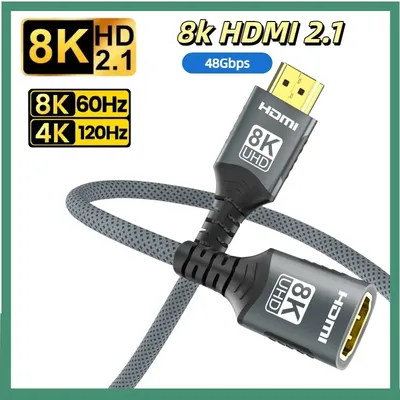 8K HDMI-kompatibel Verlängerung Kabel Stecker auf Buchse Adapter 8K @ 60Hz 4K @ 120Hz 2,1 48Gbps Kompatibel Für PS5 PS4 TV PC Laptop Xbox