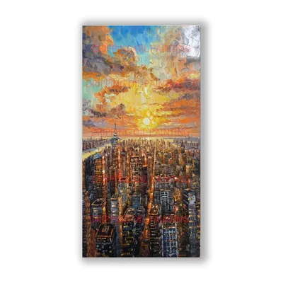 Free Shipping Hand-painted High Quality Abstract Colorful Landscape Oil Painting Abstract Palette Knife Street Oil Painting