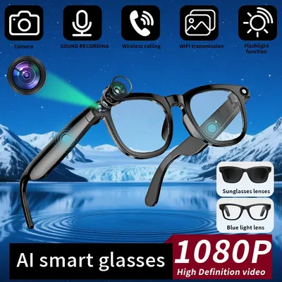 LIGE Neue AI Smart Brille 800W Pixel Kamera Brille ChatGPT Übersetzung Sprachsteuerung Bluetooth Anruf Sport Smart Sonnenbrille Mann