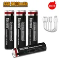 Batteria AAA ricaricabile USB Batterie al litio Aaa 1,5 V 8000 mAh con cavo USB 4 in 1 per torcia fotografica giocattolo