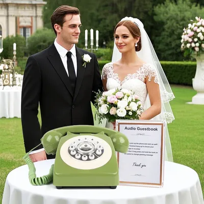 Old-Fashioned Telephone with Recording Feature - Perfect for Wedding Guest Book, Anniversary & Birthday Keepsakes