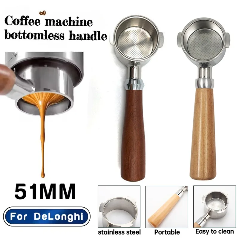 Tragbarer 51-mm-Doppelohrgriff ohne Boden aus Edelstahl, Delong 311GR -310GR/EC0310, Espressofilterzubehör