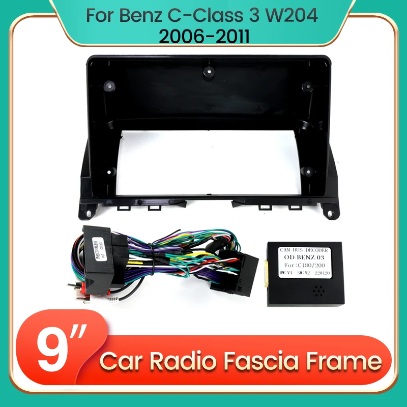 Für Mercedes Benz C Klasse 3 W204 S204 2006-2011 Auto Radio Multimedia Rahmen Stereo Abdeckung Panel Dashboard Halterung kabel Kit Lünette Image