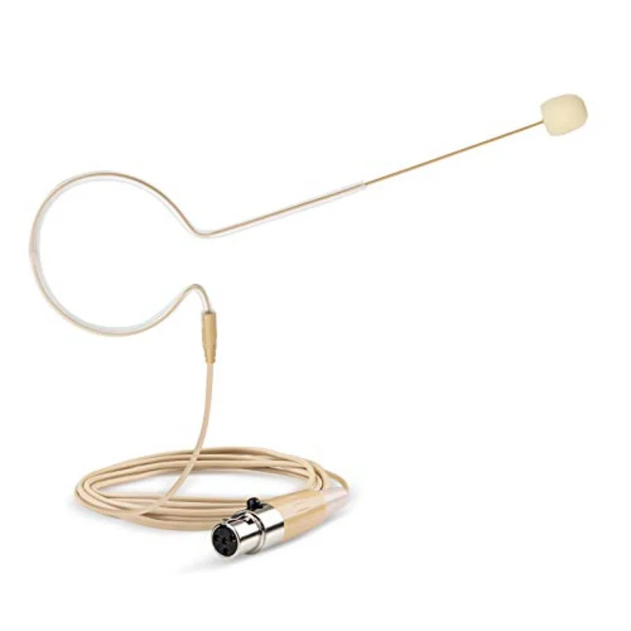 set worn Microphone 4 Pin Mini XLR Microphone for Shure Wireless System Bodypack Transmitter Beige Single Earhook Omnidirectio