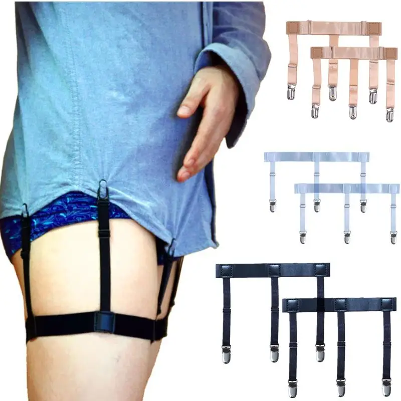 1 Paar elastische Herren-Hemdhalter, gestreifte Hosenträger, Riemen, rutschfester Gürtel, Strumpfbänder, Nylon, verstellbare Hemdhalter für Männer Image